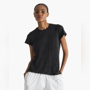 ATM 100% cotton black slub jersey school boy crew neck tee size L